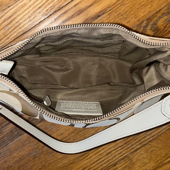 White and Beige Coach Handbag - Picture 2 of 4